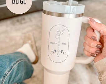 Engraved Moon Phases Tumbler: Celestial Stainless Steel Travel Mug