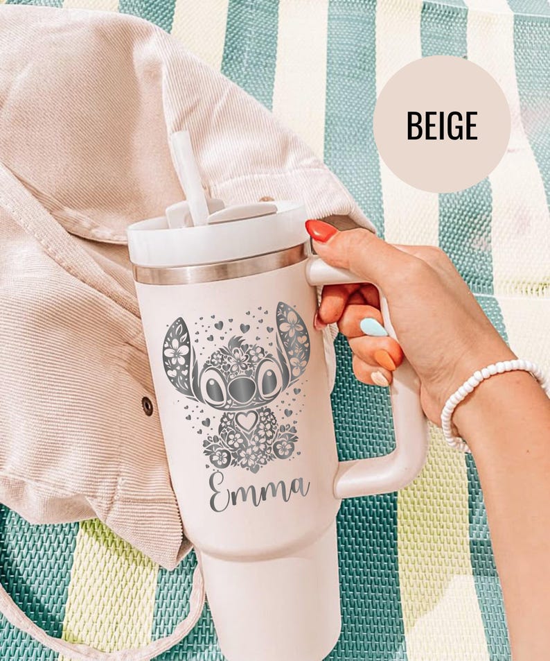 alien tumbler, cute tumbler, floral cup, engraved cup, gift for teen, custom name cup, travel tumbler, personalized mug, kawaii drinkware, insulated mug, pastel tumbler, etched cup, unique tumbler