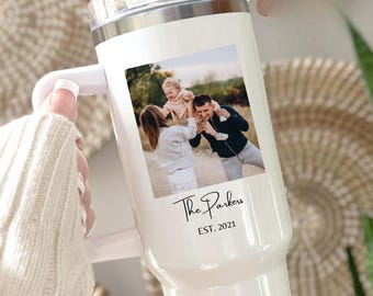 Personalized Photo Tumbler: Stainless Steel Travel Mug, Custom Family Gift