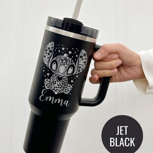 Custom Engraved Alien Floral Tumbler: Personalized Stitch Insulated Travel Mug Bild 4