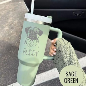 Custom Engraved Pet Portrait Tumbler Dog or Cat Face Cup with Name Travel Mug Personalized Gift Idea for Animal Lover Custom Pet Drinkware
