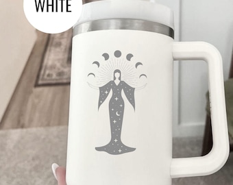 Moon Goddess Engraved Tumbler: Celestial Stainless Steel Travel Mug