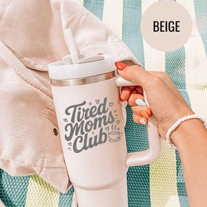 Tired Moms Club Laser Printing 40oz Stainless Steel Tumbler, Tired Mom Coffee Tumbler, Trendy Mother's Day Gifts, Laser Tumbler Mama Gifts