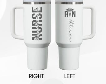 Custom RN Nurse Tumbler: Personalized Two Side Engraved Coffee Mug