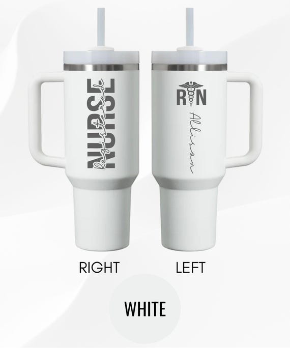 Custom RN Nurse Tumbler: Personalized Two Side Engraved Coffee Mug