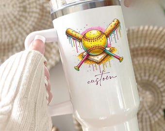 Personalized Softball Tumbler: Custom Sports Cup for Mom, Coach