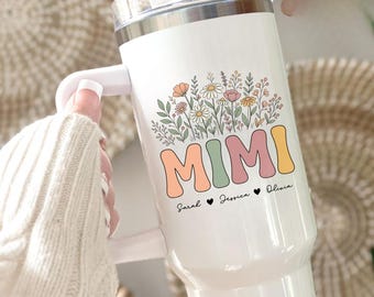 Mimi Grandma Tumbler, Floral Design (Custom Name & Kids’ Names)