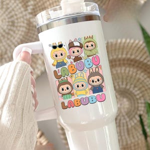 Labubu Tumbler Cute Character Design Colorful Cartoon Cup Funny Fan Gift Labubu Drinkware Kawaii Tumbler Personalized Custom Name UV Print