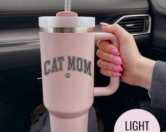 Personalized Cat Mom Tumbler: Engraved Stainless Steel Mug