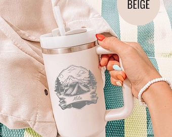 Personalized Camping Tumbler: Engraved Stainless Steel Travel Mug