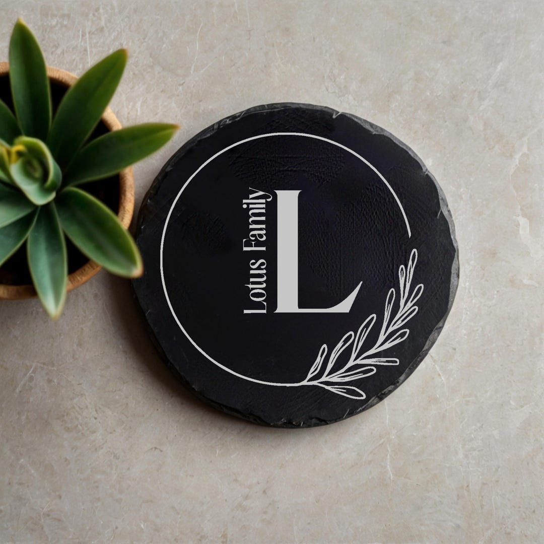 Personalized Family Name Slate Coaster: Monogram Engraved Drinkware - Etsy