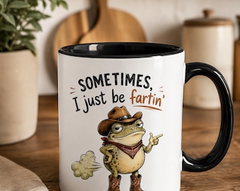 Funny Frog Mug | Cowboy Fart Joke Cup | Ceramic | 11Oz 15Oz, Vibrant Printed Design, Coffee Tea