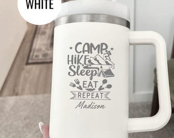 Personalized Camping Tumbler: Engraved Stainless Steel Travel Mug
