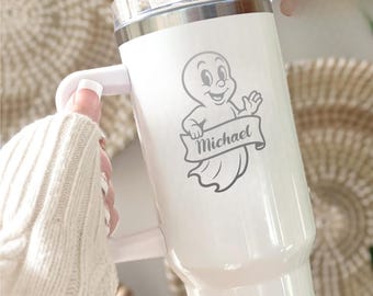 Personalized Ghost Tumbler: Engraved Halloween Travel Mug
