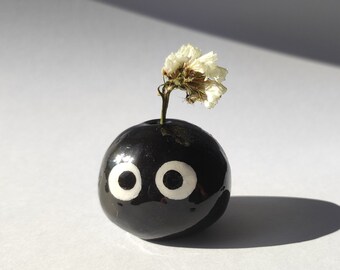 Lindo Mini Florero/Porta Incienso/Decoración/Florero/Bigotes Caídos de Gato/Compañero de Escritorio Negro del Totoro Oscuro Studio Ghibli