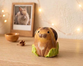 Conejo personalizado hecho a mano - Mini escultura de arcilla - Regalo personalizado - Idea de regalo única - Mini jarrón de tu conejo