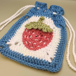 Mini borsetta all’uncinetto con fragola/Custodia AirPods/Portachiavi/Portaoggetti decorato con frutta/Porta trucchi/Borsina da viaggio