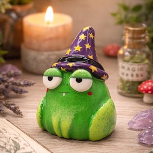 Handmade Mini Wizard Toad Jar – Incense Holder, Ring Holder, and Cat Whisker Holder – Desk Decor