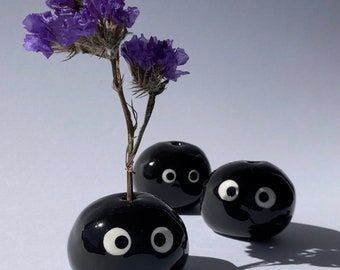 Mignon Mini Vase/Porte-encens/Décoration/Vase à fleurs/Moustaches tombées du chat/Compagnon de bureau Noir du Dark Totoro Studio Ghibli