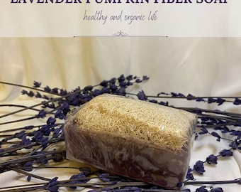 Lavender Pumpkin Fiber Soap, Natural Body Wash with natural loofah, Turkish soap bar skincare, traditional perfect  spa gifts idea