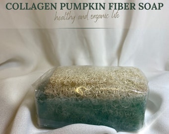 Colllagen Pumpkin Fiber Soap, Natural Soap and Collagen for skin and body, perfect spa gift idea and Suitable for All Skin