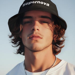 Embroidered Supernova Bucket Hat: Cotton Twill Summer Headwear