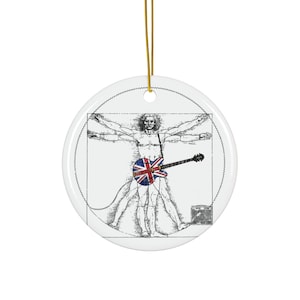 Union Jack Gitarre Origin of ManChester Ornament | Keramik Runde doppelseitig