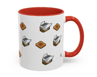 Flying Toasters Ceramic Mug, Whimsical Kitchenware, Coffee Lover Gift