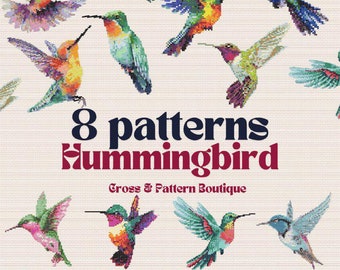 Hummingbird cross stitch pattern, Bird cross stitch, Mini cross stitch pattern, Tiny cross stitch, Small easy pattern, Bird embroidery