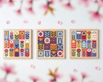 Flowers cross stitch, Floral ornament cross stitch, Spring cross chart, Floral cross stich, Nature cross stitch