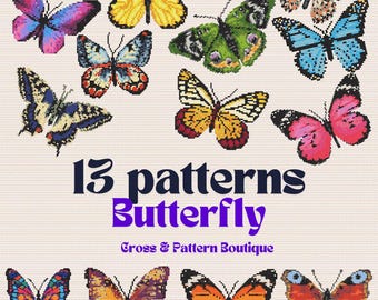 Butterfly cross stitch pattern, Butterfly embroidery design, Tiny mini small simple cross stitch pattern, Summer nature cross stitch art