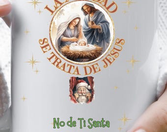 La Navidad Es Jesus Taza, Ceramic Mug 11oz, Santa, Cup, Christmas Gift, Christian Catholic Gift, Retro,  Family Gift, Spanish Mug,  Español