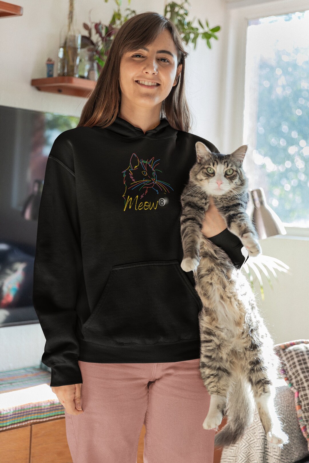 Custom Meow 8 Ball Billiard Hoodie, Pool Sweatshirt, Pool Hoodie, 8