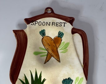 Vintage Spoon Rest - Porcelain - Vegetables