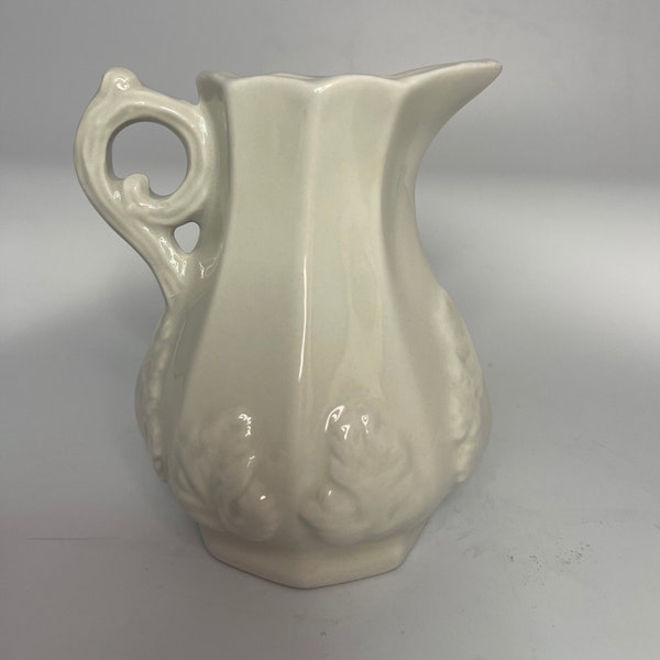 Red Cliff Ironstone Creamer Pitcher with Oak Leaf and Tree Branch Design