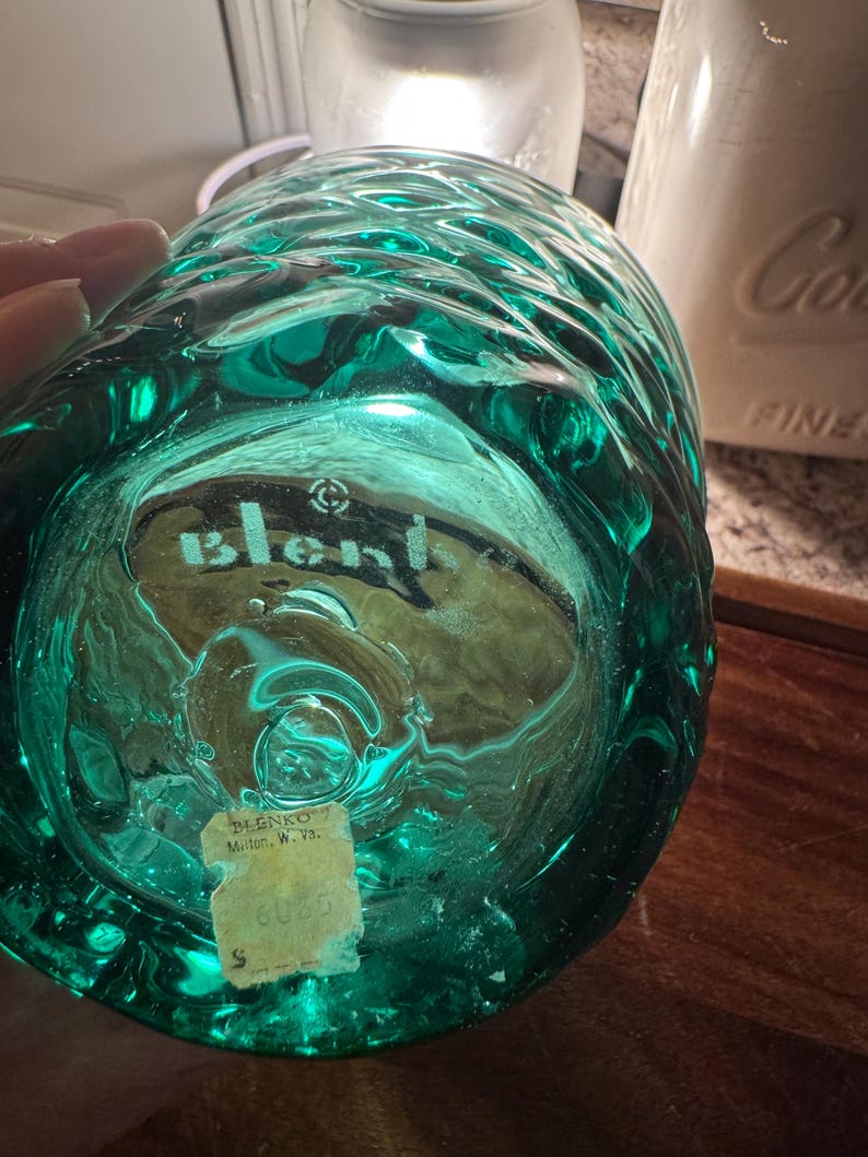 Rare Vintage Blenko Glass - Green Diamond Pattern Bowl/vase - 1958 ...