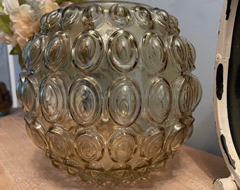 Amber Hobnail Bubble Orb Vase - Vintage French Buble Vase