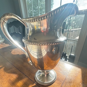Antique Victorian Elizer G Webster & Son Large Silver Plate Water Serving Pitcher