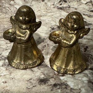 Vintage Brass Angel Candle Holders  Small Unique Angel Candle Holder