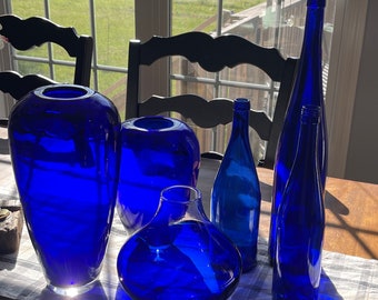 Cobalt Blue LSA Vase, Collection, Beautiful Cobalt Blue Vase Collection, LSA Vase, LSA International Poland, Hand Blown, Hand Crafted Vase