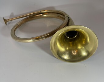 Vintage French Horn, French Vintage Brass Hunting Horn. French Horn Fox Hunting Bugle.