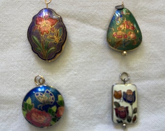 CLOISONNÉ PENDANTS VINTAGE, Beautiful Cloisonnée Pendants, Vintage Jewelry, Vintage Pendants - Drop Down Menu - Four to choose from.