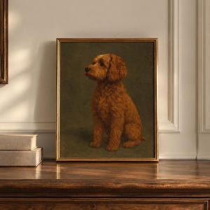 Cavapoos Original Oil Painting Print Small Dog Lover Moody Portrait Pet Fine Art Handmade Animal Wall Art Home Decor