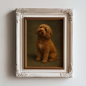 Cavapoos Original Oil Painting Print Small Dog Lover Moody Portrait Pet Fine Art Handmade Animal Wall Art Home Decor