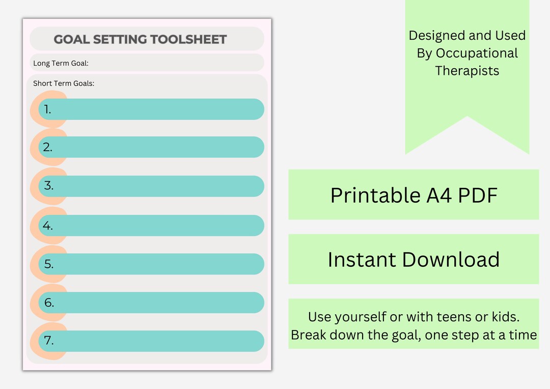 Printable Goal Planner Tool, Goal Setting Worksheet - Etsy