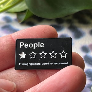 do not recommend people one star black and white enamel pinback button