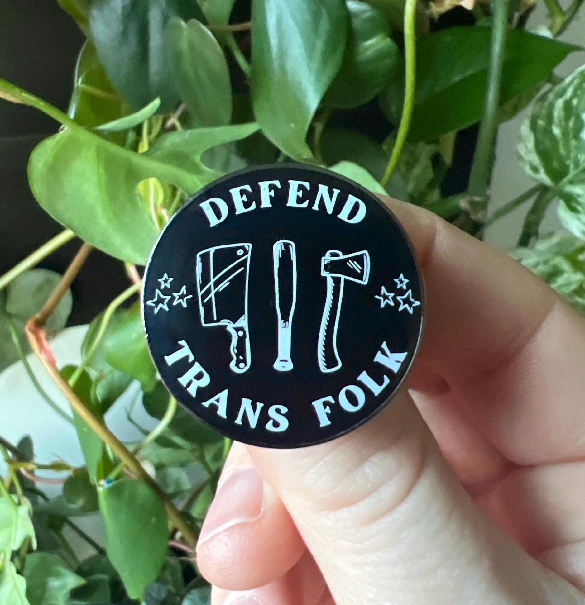 Defended Button Round Black and White Pinback Button
