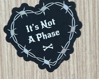 Gothic Heart Vinyl Sticker: Black, Barbed Wire, Emo Quote