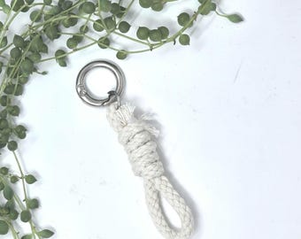 Handtied Rope Noose Keychain - Gothic Bag Charm, Punk Accessory