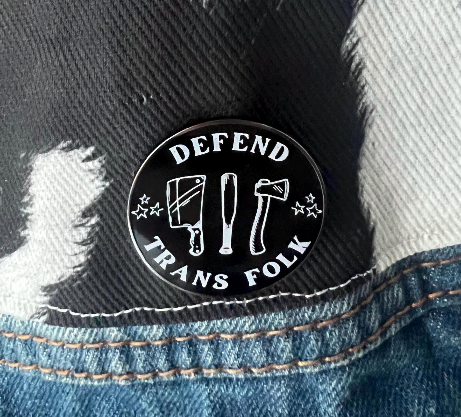 Defended Button Round Black and White Pinback Button